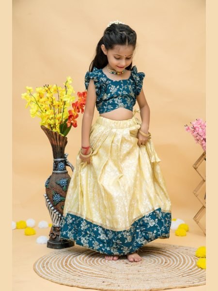 Viscose Weaving Festival Special Kids Lehenga Choli Girls Wear