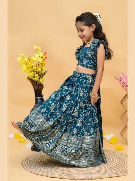 Viscose Weaving Festival Special Kids Lehenga Choli Girls Wear