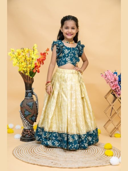 Viscose Weaving Festival Special Kids Lehenga Choli Girls Wear