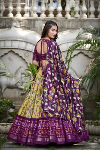 Wedding and Navratri special Designer Silk mustard yellow Lehenga Choli For Women   Girls Navratri Lehnega Choli