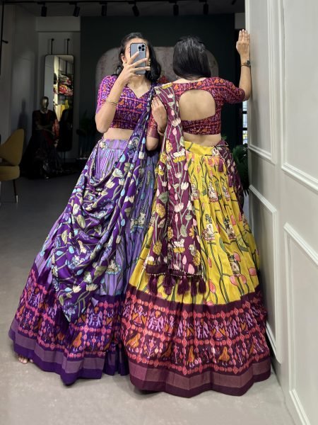 Wedding and Navratri special Designer Silk mustard yellow Lehenga Choli For Women   Girls Navratri Lehnega Choli