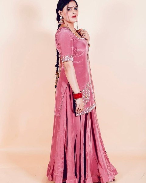 Wedding Ready Pink Crepe Sharara Suit with Heavy Sequin   Lace Dupatta Ready To Wear Collection