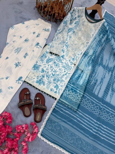 Stylish Farshi Palazzo Set for Festive Functions Digital Print & Lace Dupatta Ready To Wear Collection