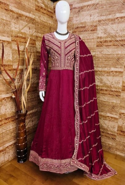 Wedding Ready Heavy Anarkali Suit with Sequence Embroidery Rani Pink Anarakali Gown Wholesale