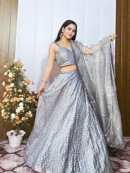 Wedding Ready Kasturi Crepe Silk Lehenga with Sequin Work   Organza Dupatta Lehenga Manufacturer in Surat 
