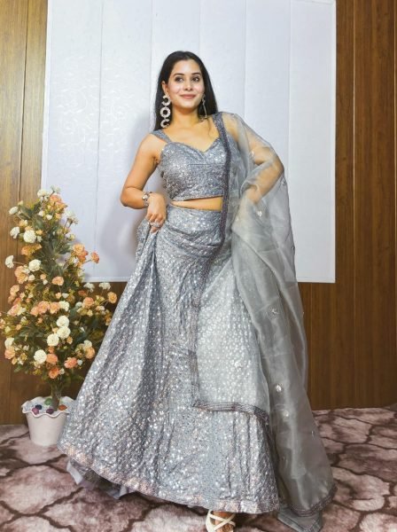 Wedding Ready Kasturi Crepe Silk Lehenga with Sequin Work   Organza Dupatta Lehenga Manufacturer in Surat Designer Lehenga Choli