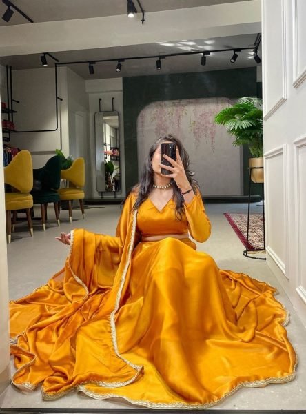 Wedding Season Yellow Rangoli Silk Lehenga Choli  Designer Lehenga Choli