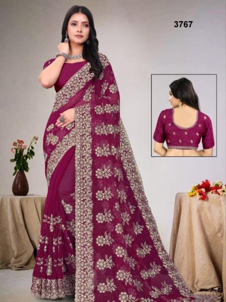 Wedding Shimmer Saree with Zari Embroidery & Running Blouse – Manufacturer Rate Sarees 