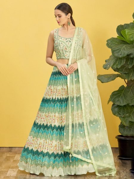 Wedding Special Chinnon Sequence Embroidery Lehenga Choli  