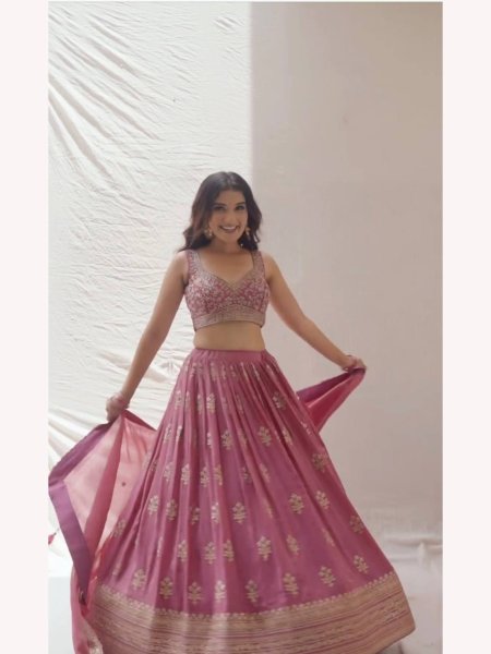 Wedding Special Chinon Silk Lehenga Choli With Embroidery Work  Designer Lehenga Choli