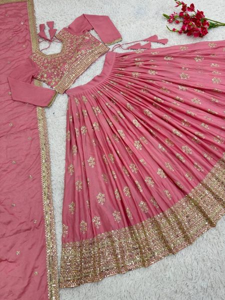 Wedding Special Chinon Silk Lehenga Choli With Embroidery Work  Designer Lehenga Choli