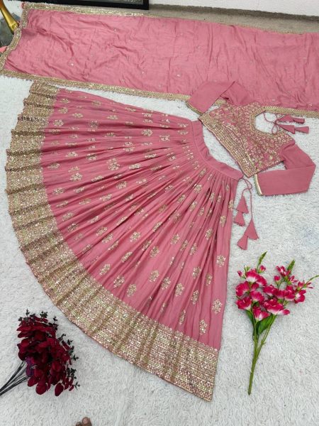 Wedding Special Chinon Silk Lehenga Choli With Embroidery Work  Designer Lehenga Choli