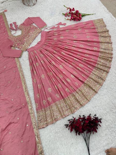 Wedding Special Chinon Silk Lehenga Choli With Embroidery Work  Designer Lehenga Choli