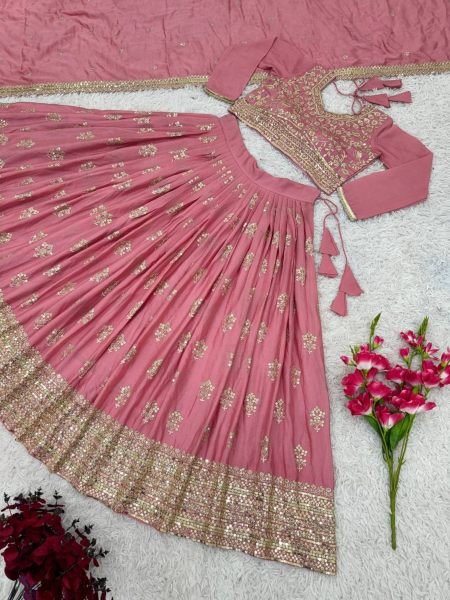 Wedding Special Chinon Silk Lehenga Choli With Embroidery Work  Designer Lehenga Choli