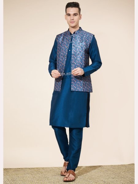 Wedding Special  Heavy Jequard in New Designe Mens Kurta Pajama With Koti  Kurta Pajama Wholesale