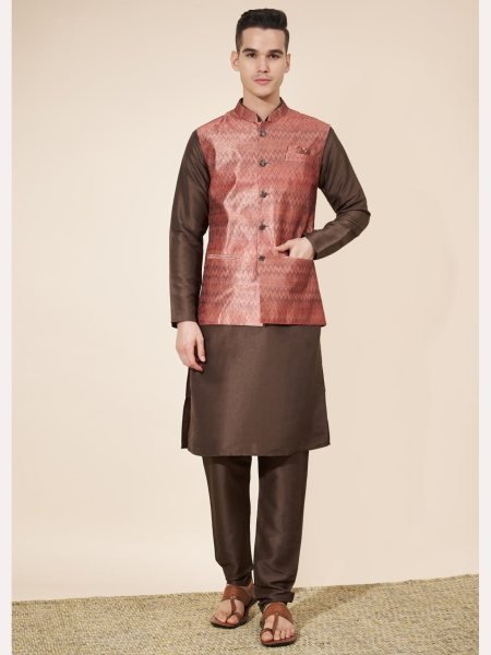 Wedding Special  Heavy Jequard in New Designe Mens Kurta Pajama With Koti  Kurta Pajama Wholesale