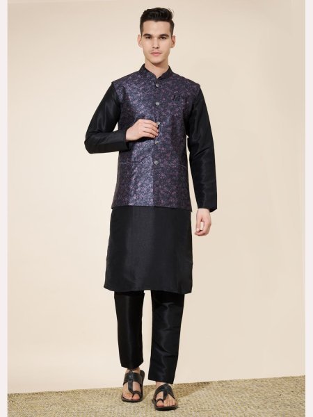 Wedding Special  Heavy Jequard in New Designe Mens Kurta Pajama With Koti  Kurta Pajama Wholesale