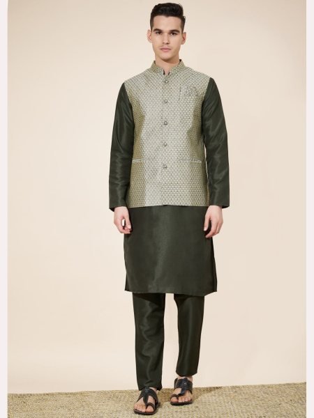 Wedding Special  Heavy Jequard in New Designe Mens Kurta Pajama With Koti  Kurta Pajama Wholesale