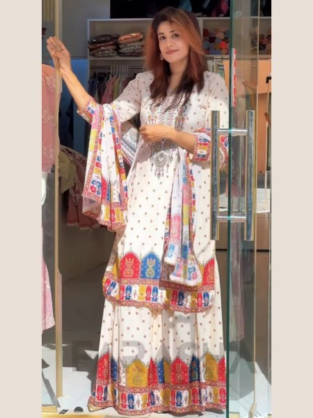 Wedding Special Maslin Kurti Palazzo Set with Real Mirror Work   Dupatta Pakistani Style Elegance 