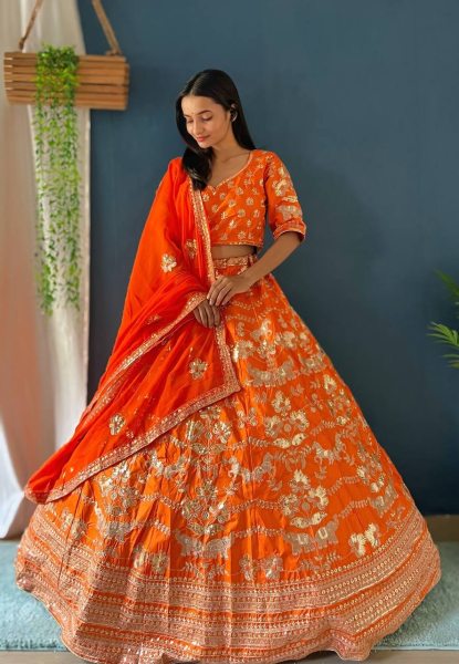 Wedding Special Silk Lehenga Choli with Embroidery sequence work Designer Lehenga Choli