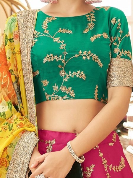Wedding Wear Art Silk Lehenga Choli With Zari Embroidery Work  Designer Lehenga Choli