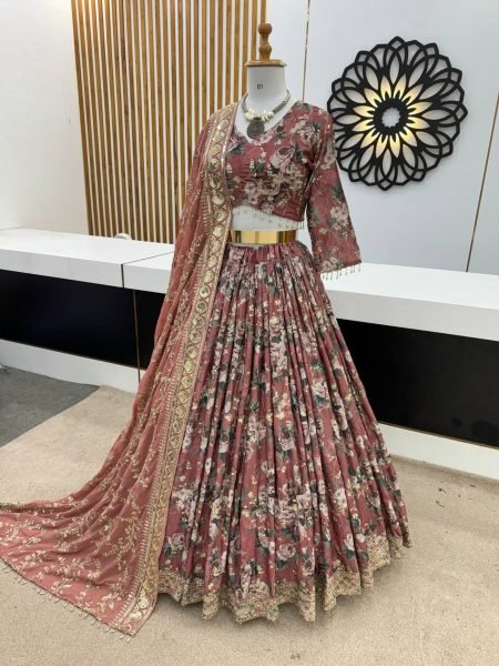 Wedding Wear Chinon Silk Lehenga Choli With Sequence Work  Designer Lehenga Choli