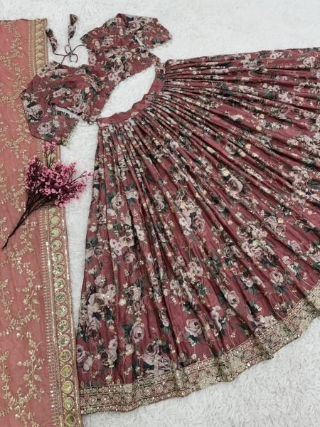Wedding Wear Chinon Silk Lehenga Choli With Sequence Work  Designer Lehenga Choli