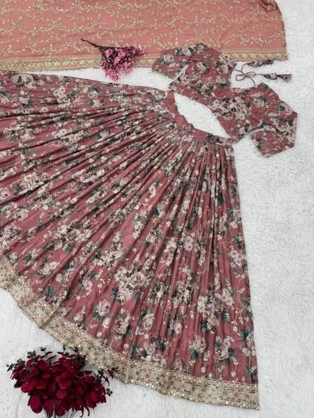 Wedding Wear Chinon Silk Lehenga Choli With Sequence Work  Designer Lehenga Choli