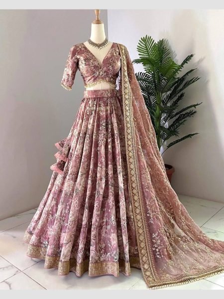 Wedding Wear Chinon Silk Lehenga Choli With Sequence Work  Designer Lehenga Choli