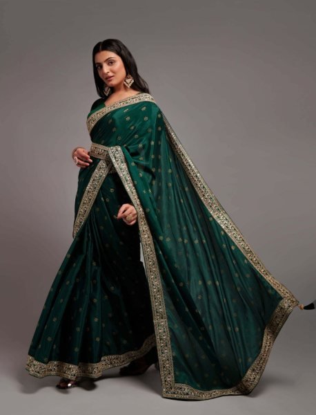 Wedding Wear Chinon Zari Work Saree Designer Wedding Sarees Wholesale