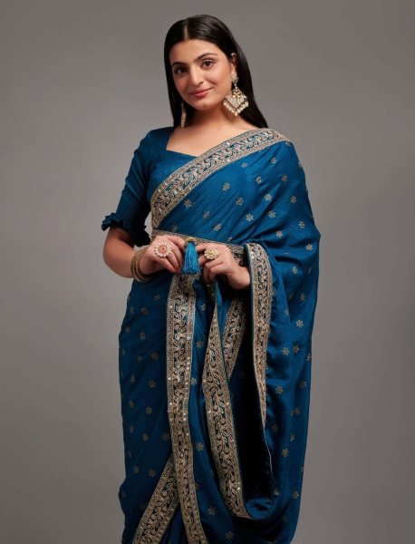 Wedding Wear Chinon Zari Work Saree Designer Wedding Sarees Wholesale