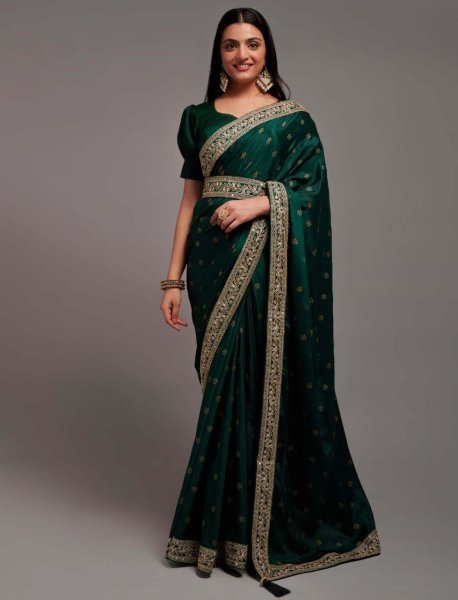 Wedding Wear Chinon Zari Work Saree Designer Wedding Sarees Wholesale