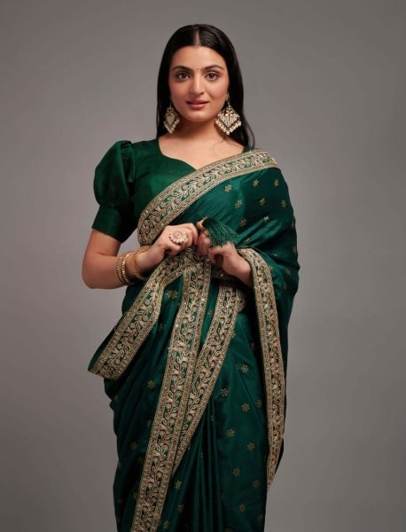 Wedding Wear Chinon Zari Work Saree Designer Wedding Sarees Wholesale