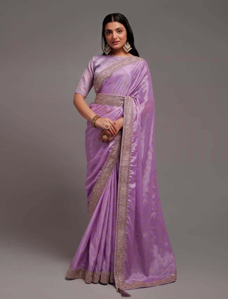 Wedding Wear Chinon Zari Work Saree Designer Wedding Sarees Wholesale