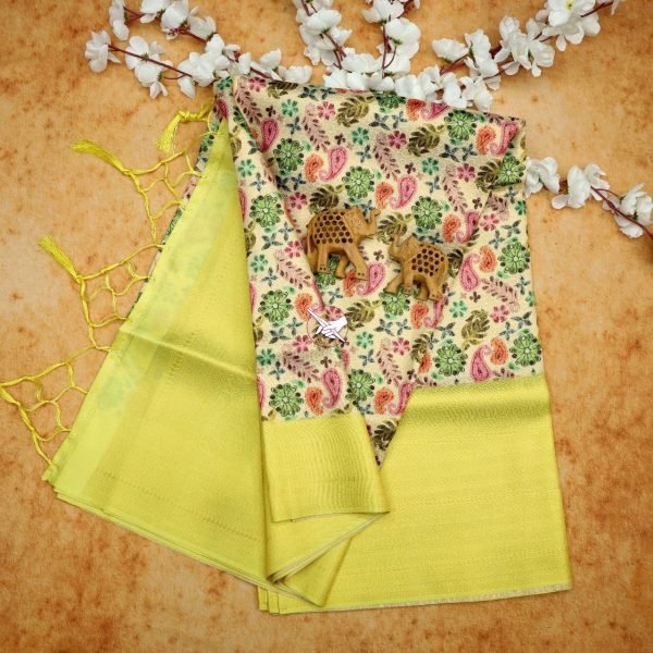 Wedding Wear Fabulous Floral Printed Silk Saree Silk Sarees Wholesale