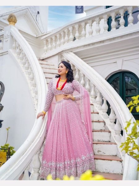 Wedding Wear Faux Georgette Lehenga Choli  Designer Lehenga Choli