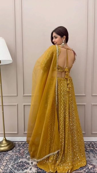 Wedding Wear Faux Georgette Lehenga Choli With Sequence Work  Designer Lehenga Choli