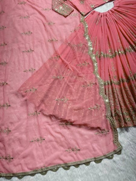 Wedding Wear Faux Georgette Lehenga Choli With Embroidery Work  Designer Lehenga Choli