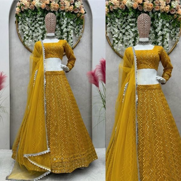 Wedding Wear Faux Georgette Lehenga Choli With Sequence Work  Designer Lehenga Choli