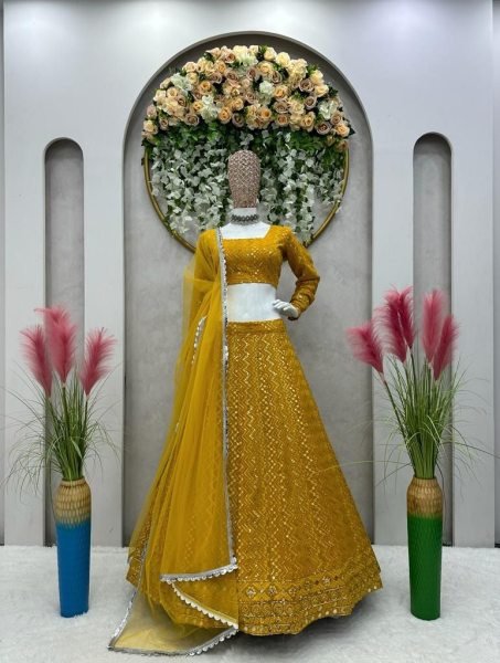 Wedding Wear Faux Georgette Lehenga Choli With Sequence Work  Designer Lehenga Choli