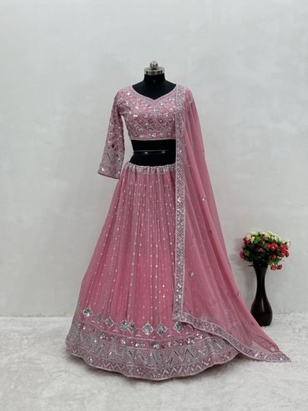 Wedding Wear Faux Georgette Lehenga Choli  Designer Lehenga Choli
