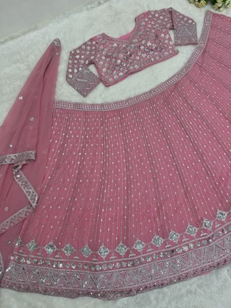 Wedding Wear Faux Georgette Lehenga Choli  Designer Lehenga Choli