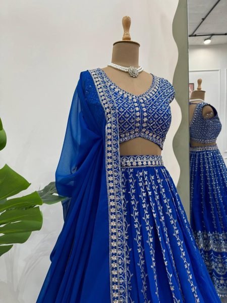 Wedding Wear Faux Georgette Sequence Work Lehenga Choli  Designer Lehenga Choli