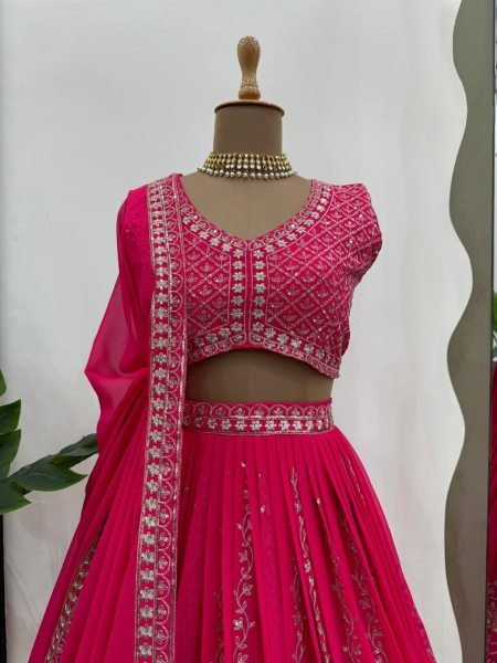 Wedding Wear Faux Georgette Sequence Work Lehenga Choli  Designer Lehenga Choli