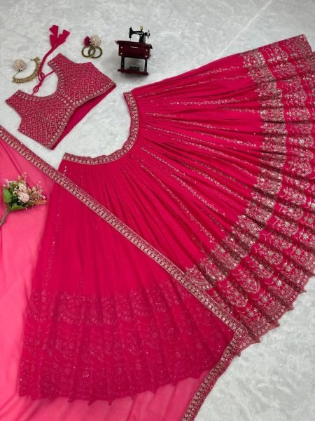 Wedding Wear Faux Georgette Sequence Work Lehenga Choli  Designer Lehenga Choli
