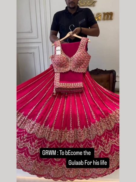 Wedding Wear Faux Georgette Sequence Work Lehenga Choli  Designer Lehenga Choli