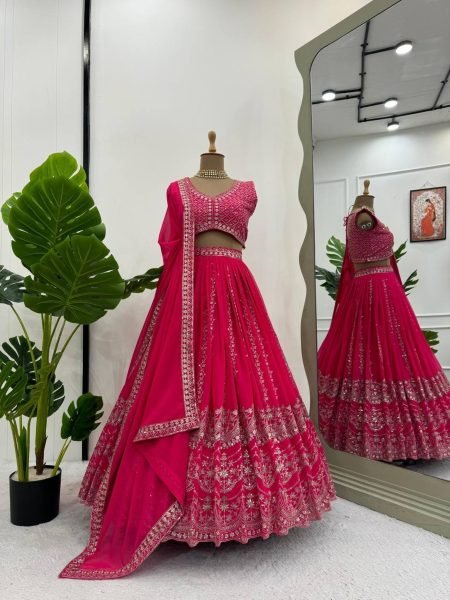 Wedding Wear Faux Georgette Sequence Work Lehenga Choli  Designer Lehenga Choli