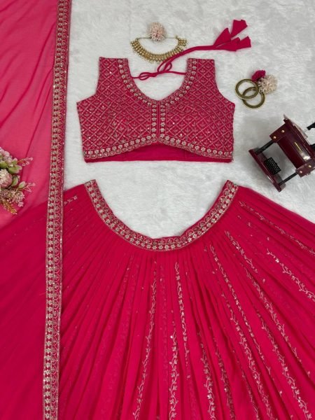 Wedding Wear Faux Georgette Sequence Work Lehenga Choli  Designer Lehenga Choli