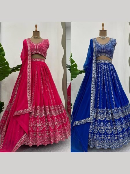 Wedding Wear Faux Georgette Sequence Work Lehenga Choli  Designer Lehenga Choli