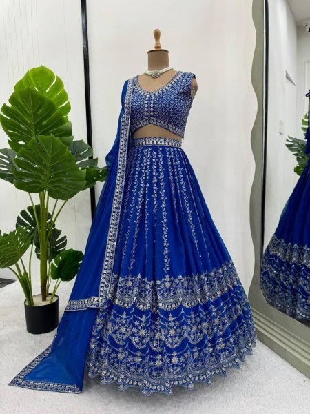 Wedding Wear Faux Georgette Sequence Work Lehenga Choli  Designer Lehenga Choli